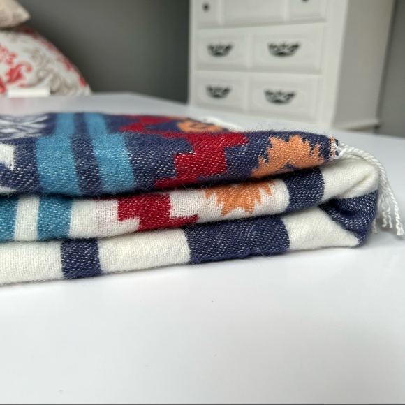 Woolrich Aztec Print Shall Poncho Scarf with Buttons - Picture 4 of 15